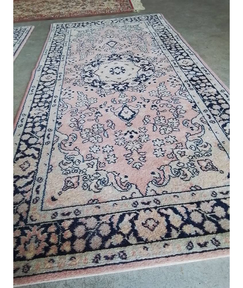 TAPIS LAINE ROSE BLEU ECRU 130X67CM
