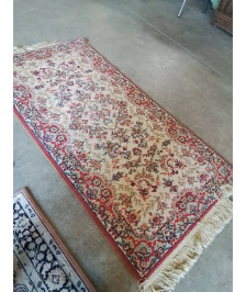 TAPIS LAINE FAIT MAIN ROUGE ECRU VERT JAUNE 140X70