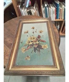 CADRE BOIS ET STUC DORE STYLE LOUIS XVI BOUQUET 42X63