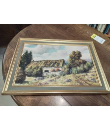 HUILE SUR TOILE MASURE CLAUDE VERDIER ENCADREMENT MOULURÉ DORÉ 