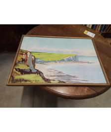 HUILE SUR TOILE FALAISES EN NORMANDIE JEAN BENTZ