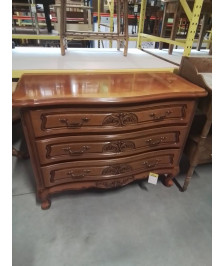 COMMODE GALBEE BOIS CLAIR MOULURÉ 3 TIROIRS STYLE REGENCE COQUILLE 