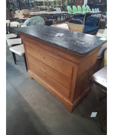 COMMODE LOUIS PHILIPPE 4 TIROIRS DESSUS MARBRE NOIR 