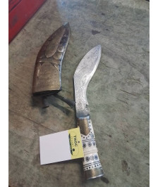 POIGNARD NEPALAIS KHUKURI FOURREAU MÉTAL DORÉ 