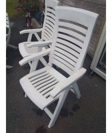 FAUTEUIL DE JARDIN PLIABLE DOSSIER RÉGLABLE RÉSINE BLANC AJOURÉ NARDI