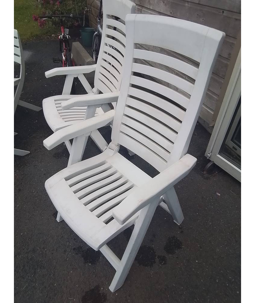 FAUTEUIL DE JARDIN PLIABLE DOSSIER RÉGLABLE RÉSINE BLANC AJOURÉ NARDI