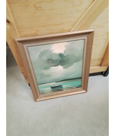 HUILE SUR TOILE BARQUES SOUS MAUVAIS TEMPS 
