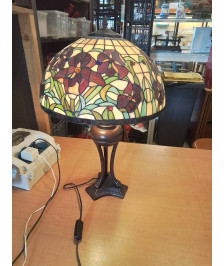 LAMPE STYLE TIFFANY PIED MÉTAL CHOCOLAT AJ DÉCOR COLORÉ A FLEURS ARTISTAR ESPANA