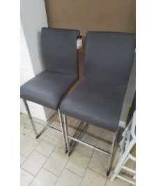 TABOURET DE BAR SIMILI CUIR GRIS