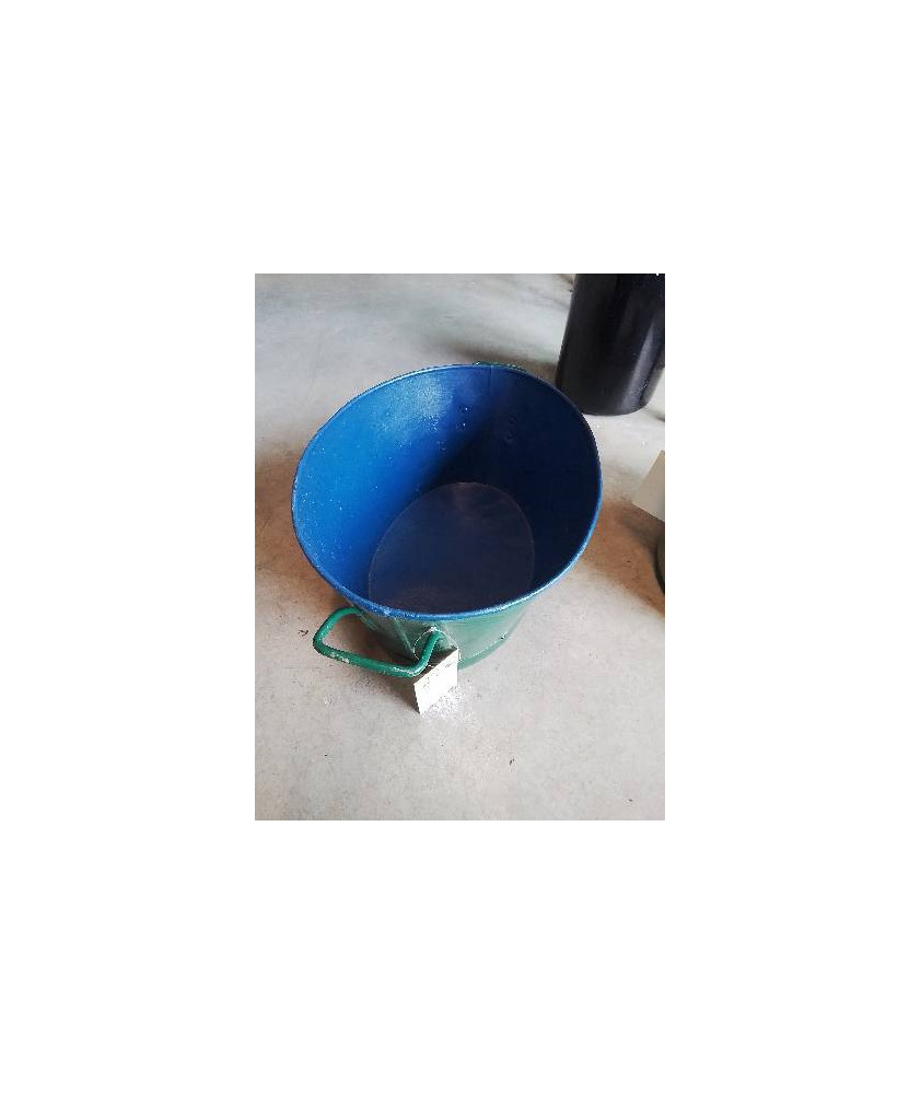 BAQUET OVALE MÉTAL PEINT BLEU ET VERRE XXE