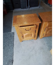 CHEVET CHÊNE CLAIR MOULURÉ 1 TIROIR 1 PORTE