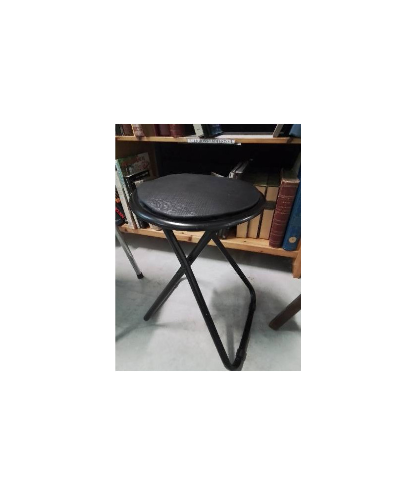 TABOURET ROND PLIANT METAL ET PU NOIR