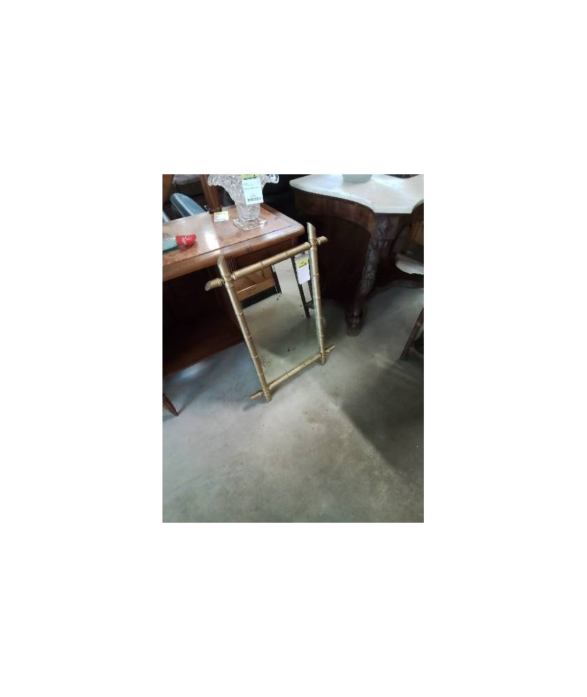 MIROIR FAUX BAMBOU PEINT DORÉ XIXE