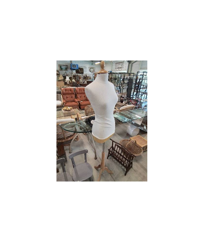 MANNEQUIN BUSTE FEMME PIED BOIS CLAIR 