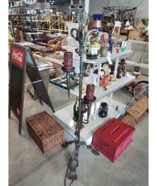 LAMPADAIRE TRIPODE FER FORGÉ 3 FEUX STYLE GOTHIQUE 