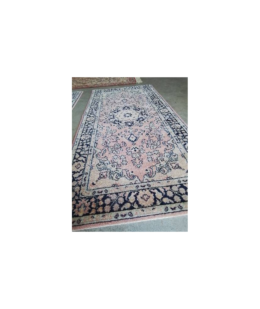 TAPIS LAINE ROSE BLEU ECRU 130X67CM