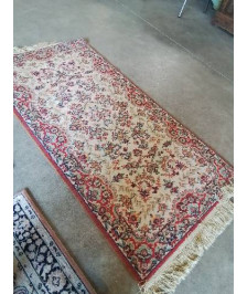 TAPIS LAINE FAIT MAIN ROUGE ECRU VERT JAUNE 140X70