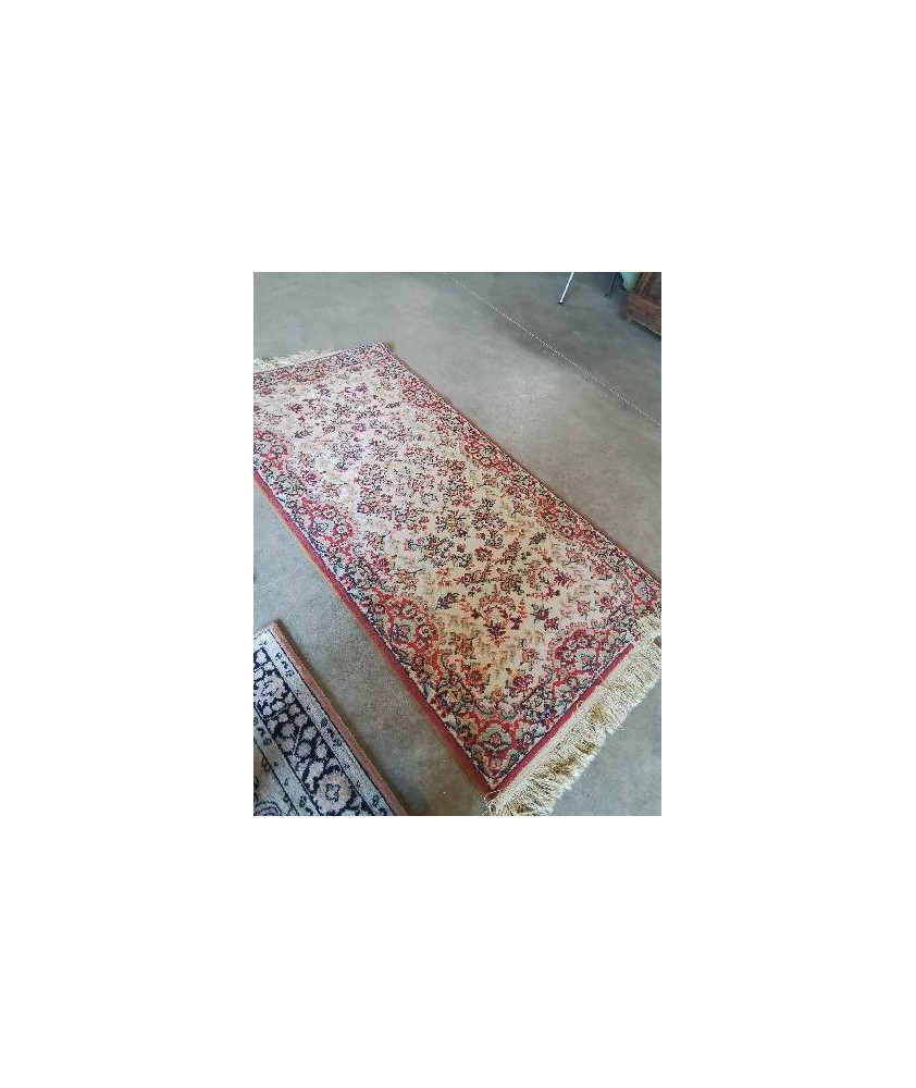 TAPIS LAINE FAIT MAIN ROUGE ECRU VERT JAUNE 140X70