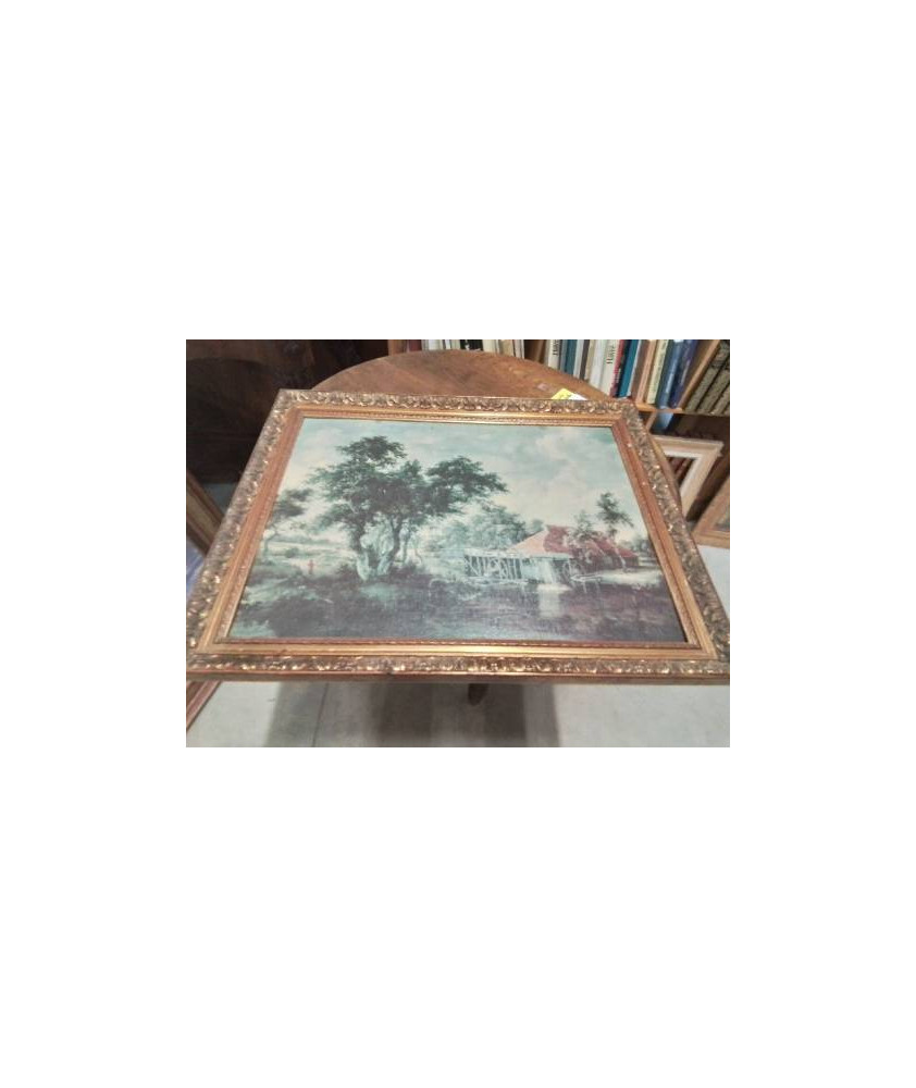 CADRE MOULIN BOIS ET STUC DORÉ 70 X54