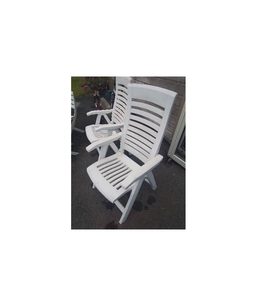 FAUTEUIL DE JARDIN PLIABLE DOSSIER RÉGLABLE RÉSINE BLANC AJOURÉ NARDI