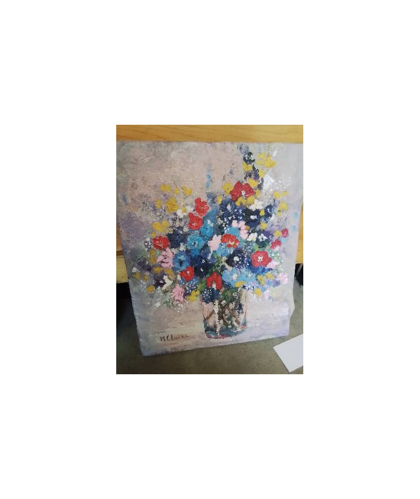 HUILE SUR TOILE BOUQUET DE FLEURS M. CLAIRE