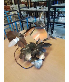 LAMPE A POSER 2 FEUX CUIVRE AUX FEUILLES 