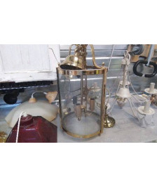 LUSTRE CYLINDRIQUE LAITON ET VERRE