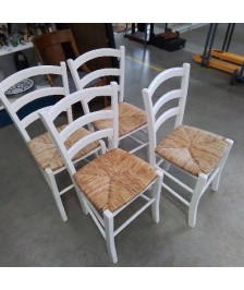 4 CHAISES BOIS PAILLEES 
