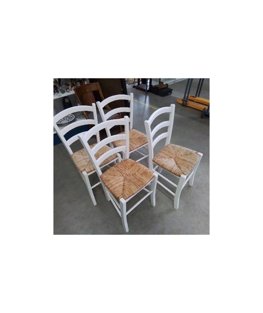 4 CHAISES BOIS PAILLEES 