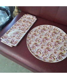 ENSEMBLE PLATS ET PELLE A TARTE GIEN FLEURS ROSES 