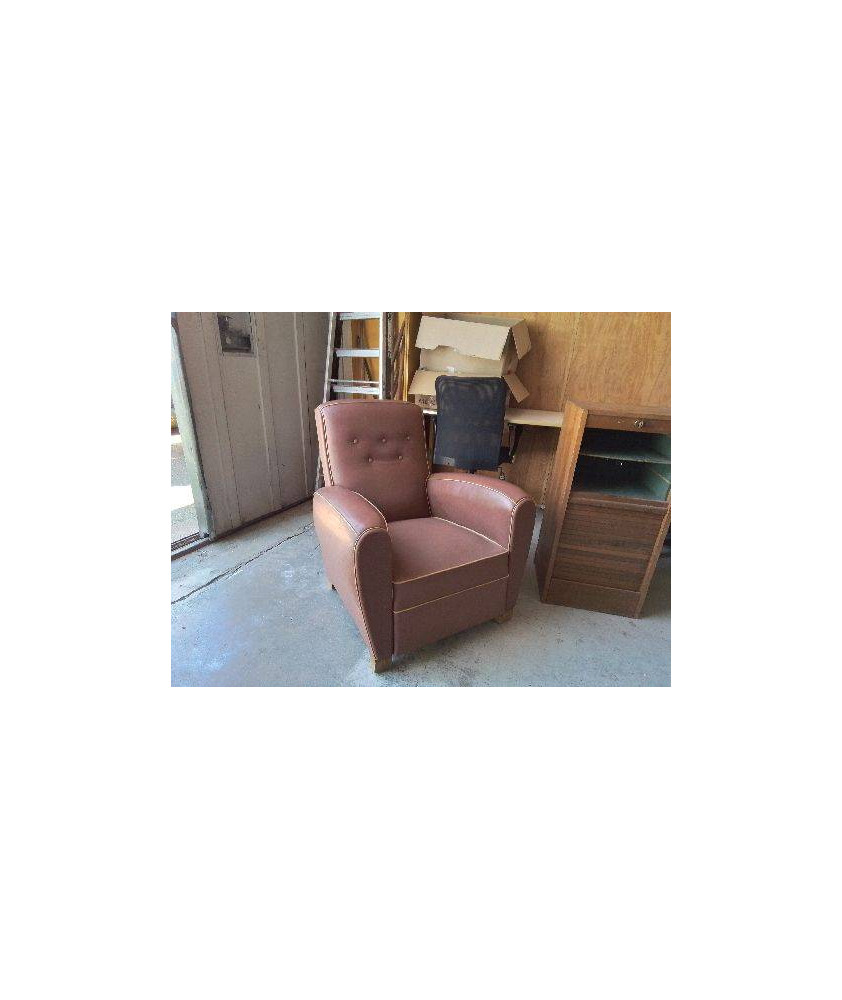 FAUTEUIL EN CUIR MARRON 