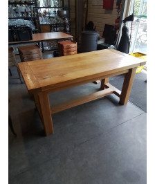 TABLE RECTANGULAIRE BOIS CLAIR A ENTRETOISE 2 TIROIRS 153X72X73,5CM 