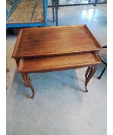 2 TABLES BASSE GIGOGNE BOIS PIEDS GALBES STYLE RÉGENCE 