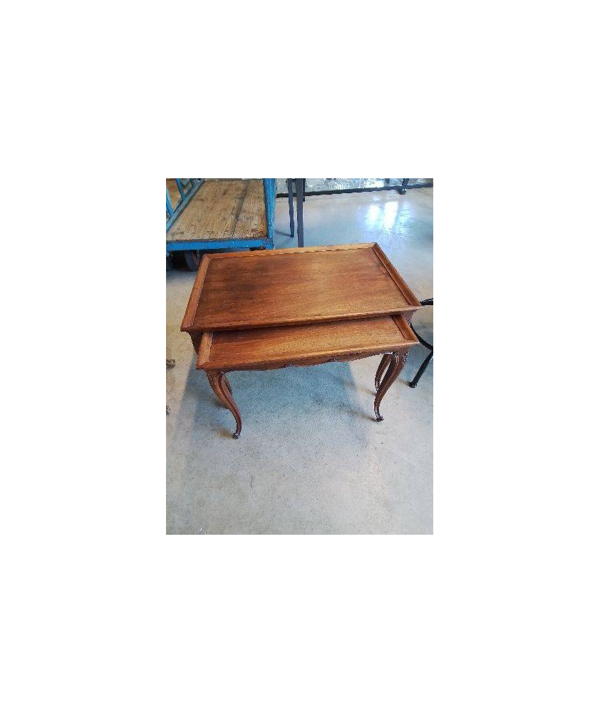 2 TABLES BASSE GIGOGNE BOIS PIEDS GALBES STYLE RÉGENCE 