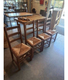 4 CHAISES BOIS PAILLÉ A ENTRETOISE 