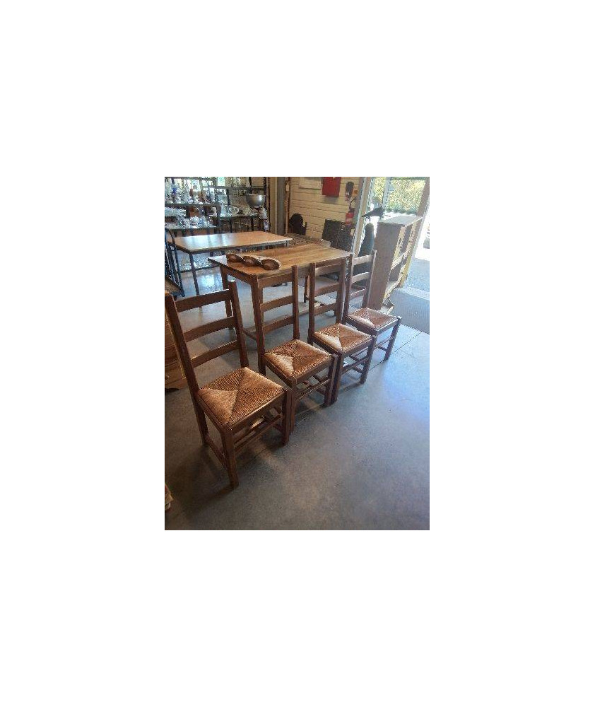 4 CHAISES BOIS PAILLÉ A ENTRETOISE 