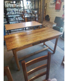 TABLE DE FERME RECTANGULAIRE BOIS CLAIR 1 TIROIR 151X71X78CM