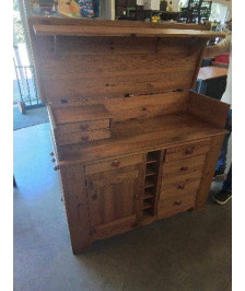 BUFFET BAR A ABATTANTS PIN 4 TIROIRS 6 NICHES 1 PORTE