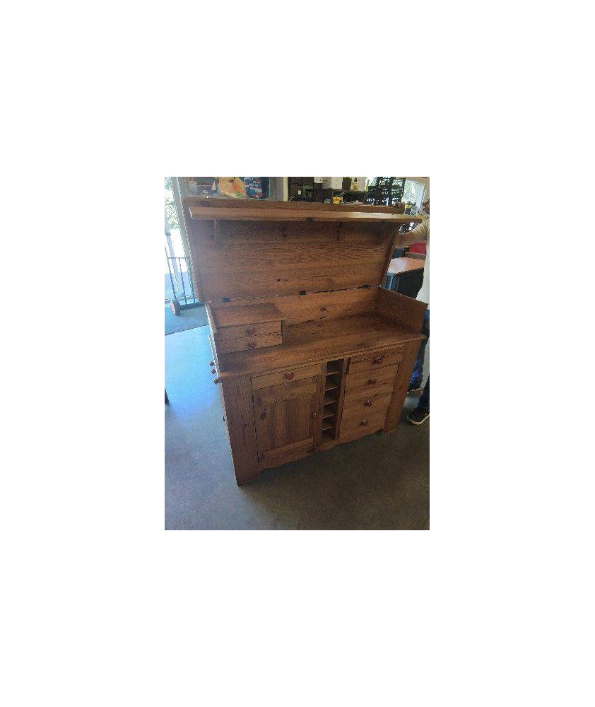 BUFFET BAR A ABATTANTS PIN 4 TIROIRS 6 NICHES 1 PORTE