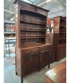 VAISSELIER CAUCHOIS BOIS MOULURÉ ET SCULPTÉ AU PANIER 2 PORTES 2 TIROIRS XIXE