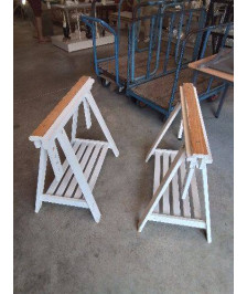 PAIRE DE TRETAUX D’ARCHITECTE  BOIS BLANC RÉGLABLE HAUTEUR 