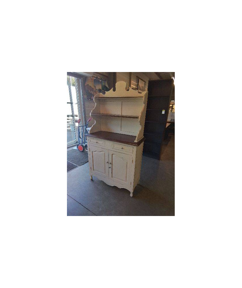 BUFFET BOIS BLANC A ÉTAGÈRES 2PORTES 2 TIROIRS LAURA ASHLEY