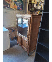 ARGENTIER BOIS CLAIR MOULURÉ 1 PORTE VITRÉE 2 PORTES STYLE RÉGENCE COQUILLE 