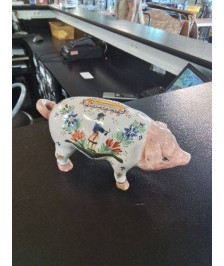 TIRELIRE A CASSER AU COCHON CÉRAMIQUE HB QUIMPER EN L\'ÉTAT 