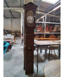 HORLOGE DE PARQUET CAUCHOISE  BOIS MOULURÉ ET SCULPTÉ FIN XIXE EN L\'ÉTAT 