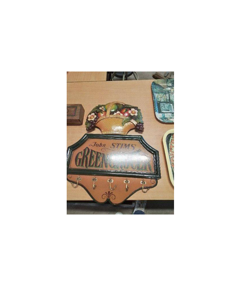 PORTE MANTEAU MURAL JOHN STIMS GREEN GROCER COUNTRY CORNER 