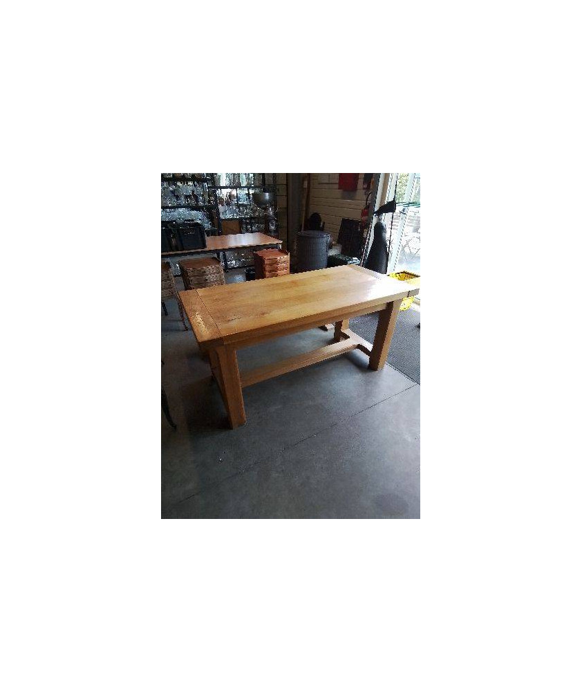 TABLE RECTANGULAIRE BOIS CLAIR A ENTRETOISE 2 TIROIRS 153X72X73,5CM 