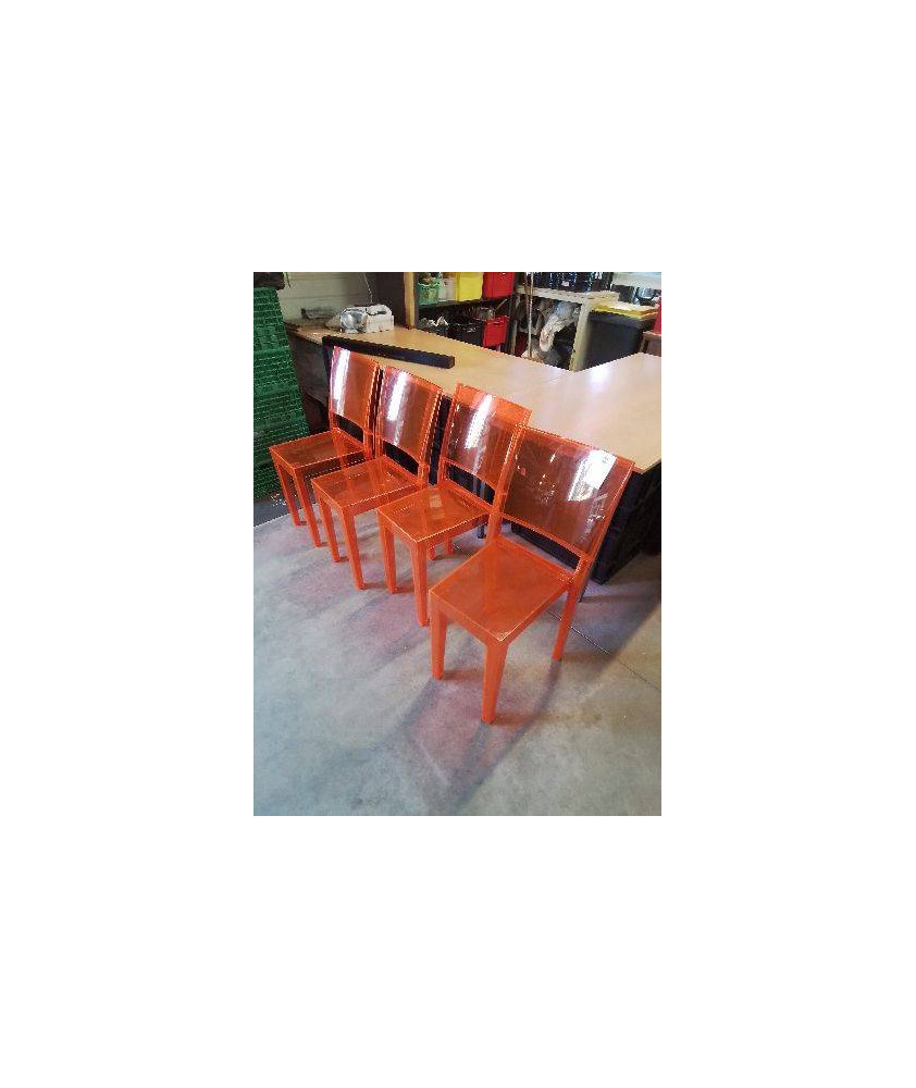 4 CHAISES PLEXIGLAS TEINTÉ ORANGE LA MARIE PAR PHILIPPE STARCK DESIGN KARTELL 4 CHAISES PLEXIGLAS TEINTÉ ORANGE LA MARIE PAR PHILIPPE STARCK DESIGN KARTELL