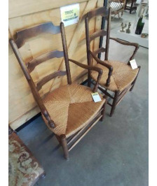 FAUTEUIL DE CHEMINÉE BOIS PAILLÉ DOSSIER TRAPÈZE 