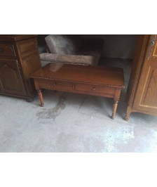TABLE BASSE MERISIER PLATEAU VERRE